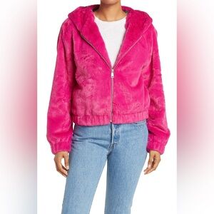 Avec Les Files Cozy Faux Fur Crop Hooded Jacket - XS